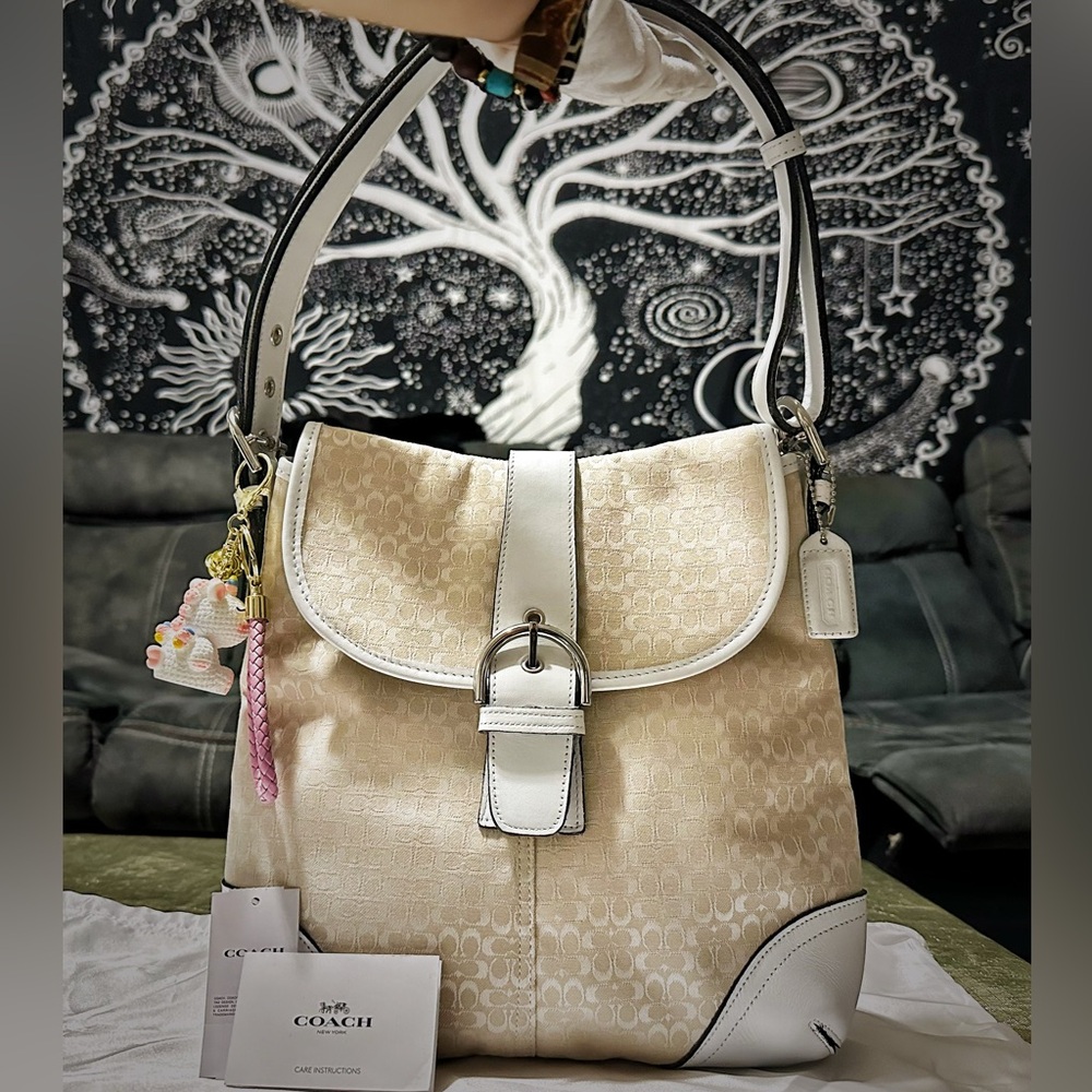 Vintage Coach soho shoulder bag 1994 year Beige and White new without tags - Picture 13 of 16
